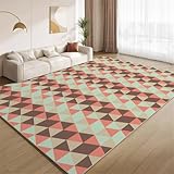 POKXAEU Retro 60Er/70Er-Jahre-Bunt Teppich Geometrische Trigonometrie Eingangsbereich-Teppich rutschfest Fußmatte weich waschbar Bodenteppich für Wohnzimmer Innenbereich Flur Matten 60x90cm