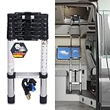 your GEAR Pescara - 2 m Teleskopleiter aus Stahl, max150 kg, schmale Leiter für Wohnmobil Camper und Kastenwagen Hubdach