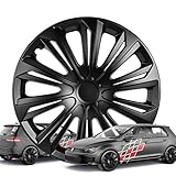 Walser Radzierblenden Racer, 4er-Set Radkappen für Stahlfelgen 16 Zoll, Radblenden im Alufelgen-Look schwarz