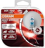 Osram Night Breaker Laser H7 next Generation, +150% mehr Helligkeit, Halogen-Scheinwerferlampe, 64210NL-HCB, 12V PKW, Duo Box (2 Lampen)(2 Stück) 1er Pack