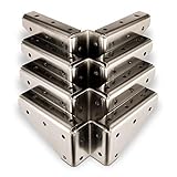 4 x SO-TECH® Winkelbeschlag Stahl vernickelt 125 x 125 x 54 mm mit seitlichen Anschraublöchern