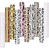 Tintnut Vinylfolie Plotter, 8Pack 30cmx 25cm Leopard Plotterfolie Vinyl mit 2 Transferfolie Plotter für Cricut, und andere Plotter