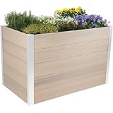 dobar® XL WPC-Hochbeet für den Garten als Bausatz - Erhöhtes Beet in Holzoptik ideal für Chili und Gemüse - 115 x 70 x 75 cm - Silbergrau