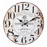 TFA Dostmann Quinine tonique Vintage Analoge Wanduhr, 60.3045.10, Retro Rost-Effekt, 337 mm, MDF Holzfaser, weiß-schwarz