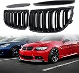 Gangying E90 Nieren Schwarz für BMW 3er E90 E91 2005-2008 E90 touring E91 Grill Glanz Schwarz Doppelsteg Sport Kühlergrill