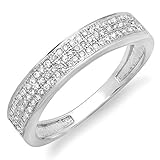 0,15 Karat (ctw) 10K Gold Rundschliff Diamant Damen Jahrestag Ehering Weißgold Diamant, Weißgold, Diamant