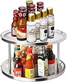 Yesland Edelstahl Lazy Susan Drehteller, Küchendrehteller 360 Grad Drehbares Gewürzregal Drehtablett Schrank Organizer für Gewürze, Arbeitsplatte Speisekammer Lebensmittelaufbewahrung