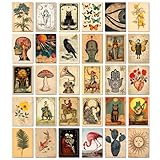 ARTFAVES® Postkarten Set - Vintage Tarot I - 30 verschiedene Postkarten mit Illustrationen von Tieren, Pflanzen, Anatomie, Botanik, mystisch DIN A6