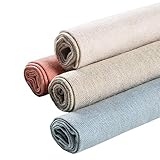 Leinenstoff 4Pcs Aida Stoff Kreuzstich Stoff Weiß Natur Leinen Nähstoff 50cm Stickerei Leinenstoff für die Herstellung von Kleidungsstücken Basteln Nadeln Stickerei Dekoration und Tischdecke