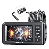 DEPSTECH Dual Lens Endoskopkamera mit Licht 4,3" HD Bildschirm Inspektionskamera 1080P Digitales Endoskop mit 7,9 mm Lens IP67 wasserdicht, 7 Einstellbare LEDs, 5m halbstarres Kabel, 32GB Karte
