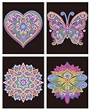 DIAMOND DOTZ DOTZIES 2594438 Original 5D Diamond Painting Set, Neon Mandalas, 4 bunte Diamant-Bilder mit Flock, Dotting-Kit für Kinder ab 6 Jahren, Beginner