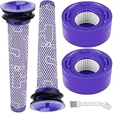 EFOTIML 4 Pack Vakuumfilter Ersatz Kit für Dyson V7, V8 Tier und V8 Absolute Schnurloser Vakuum, Dyson Ersatzfilter, 2 Post Filter,Ersatz Teil Nr. 965661-01 & 967478-01