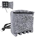 XMTECH Gartensteckdose Außensteckdose Steinsteckdose 4 Steckdosen mit Klappdeckeln, IP44 Wasserdicht Mehrfachsteckdose Steckerleiste, 1,5m Kabel, Steckdosenverteiler für Aussenereich Grau