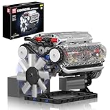 Mould King 10088 Technik V8 Motor Bausatz Benzin Bausteine Benzinmotor Modellbausatz Klemmbausteine mit Sound Engine Motorenkit Geschenke für Erwachsene(535 Teile)