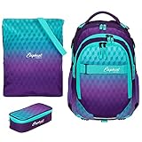 Elephant Schulrucksack 3 Teile Set Hero Signature Jungen Mädchen Rucksack Mäppchen Box Sportbeutel Attach Bag rtmb (Violet Cube 12868 (Türkis Lila))