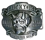 n n Buckle Lucky 13 Devil, Tattoo your soul, Gambler, Poker, Gürtelschnalle Rockabilly