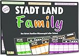 Gesellschaftsspiel - Stadt, Land, Family - Das fairste Familienspiel Aller Zeiten - Stadt-Land-Fluss Lernspiel für Kinder ab 8 Jahren - Spiel Geschenk-Idee - 3X Spieleblöcke - 100% Made in Germany