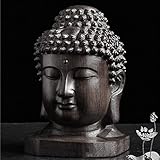 Shihan-2015 Deko Skulptur Handgefertigte Schnitzfigur aus Mahagoni, Heimdekoration, for Sammeln, Holzhandwerk, Statue, Buddha-Kopf, Tischdekoration Statue