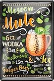 schilderkreis24 - Blechschilder Cocktail Rezept "Moscow Mule" Deko Metallschild Schild für alle Bar Theke oder Pub Besitzer Geschenk zum Geburtstag oder Weihnachten 20x30 cm