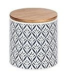 WENKO Aufbewahrungsdose Lorca, 0,45 l, Vorratshaltung, Frischhaltedose mit Bambusdeckel und Silikonring zur luftdichten & aromafrischen Aufbewahrung, aus hochwertiger Keramik, Ø 10 x 11 cm, Mehrfarbig