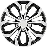 cartrend Daytona Universal Radzierblenden in schwarz/silber, Radkappen 15 Zoll, Felgenschutz aus robustem Kunststoff, 4 Zierblenden, Autozubehör