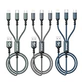 GIANAC Multi USB Kabel [3Stück 1.2M] 3 in1 Universal Ladekabel Schnell Ladekabel Mehrfach mit Micro USB Typ C Lightning Kabel für iPhone, Android Galaxy, Huawei,Oneplus,Sony,Honor View