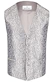 Wilvorst Hochzeitsweste, Grau mit blauen Akzenten und floraler Musterung, Slimline Größe 50