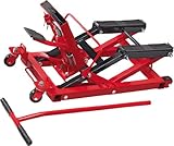 Cartrend 50241 Motorradhebebühne, Motorradheber hydraulisch, bis 680 Kg belastbar, gummierte Trageflächen, einfache Bedienung, Rot