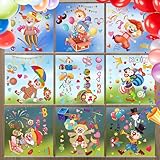 karneval deko,9 sheets karneval Fensterbilder,deko karneval，Karneval Tiere Fensteraufkleber Clown（20×30cm）