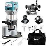 COSTWAY Oberfräse mit 4 verschiedenen Sockeln, elektrische Handfräse mit 13000-33000 U/min, inkl. Tragetasche für den privaten und gewerblichen Gebrauch, 710 W