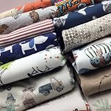 Stoffreste Reste-Paket zum Nähen Kiloware Baumwolle Baumwolljersey Jersey Musselin Waffelpique Bündchenstoff (1 kg Baumwolljersey, bedruckt, Jungenmotive)