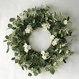 Osterkranz Frühling mit Blumenkranz- Dekorativer Tisch-Kranz Osterdekoration, Tischkranz Kranz aus Zweigen Naturkranz als Türkranz nutzbar, stylische Osterdekoration (Geld Blatt,30 cm)