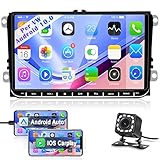 Hikity Android 10 Autoradio Doppel Din 9 Zoll Apple Carplay Wireless Auto Stereo Radio Bluetooth mit Navi WiFi Android Auto Für VW Passat B6 B7 Golf 5 6 Jetta T5 Polo Touran Caddy Sharan Tiguan Seat