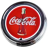 Neon Uhr Coca-Cola Wanduhr Deko-Uhr Leuchtuhr USA 50's Style Retro Neonuhr Esszimmer Küche Wohnzimmer Büro (Weiß)