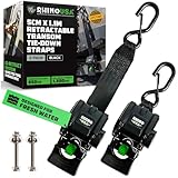 Rhino USA Einziehbare Bootsanhänger-Gurte (2er-Pack) - Schwerlast 5cm x 1,1m, 1300kg Boots-Spanngurte für Anhänger - Ultimative Spannriemen für Boot, Jet-Ski und mehr! Pulverbeschichtet Schwarz, Stahl