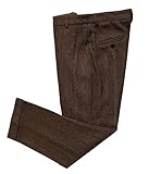 Solovedress Herren Vintage Tweed Kleid Hosen Herringbone Regular Fit Business Anzug Hosen(Brown,32W32L)