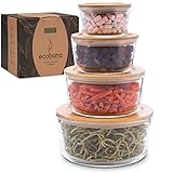 ECOBUNA® Glas Frischhaltedosen mit Bambusdeckeln [4er Set] – Premium Schüssel-Set – Glasschüsseln mit Deckel – Vorratsdosen Set Glas – Glasdosen - Glasschale BPA frei - plastikfrei