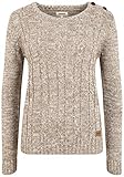 OXMO OXPhia Damen Strickpullover Grobstrick Pullover mit Rundhals-Ausschnitt 100% Baumwolle Regular fit, Größe:2XL, Farbe:Dune (795409)