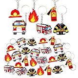JZK 30 x Feuerwehrmann Schlüsselanhänger - Feuerwehrauto, Feuerlöscher, Helm, Jacke - Feuerwehr Thema Geburtstag Party Gefälligkeiten