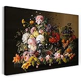 Printed Paintings Leinwand (120x80cm): Severin Roesen - Stillleben: Blumen und Früchte