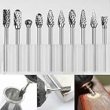 Hartmetall Frässtifte,10 Stück Metallfräser,Hartmetallfräser,Fräser Metall, Spitz - Zubehör für Multifunktionswerkzeug mit 3 mm Schaft 6 mm Bit für Holz& Steinschnitzereien, Stahlmetallbearbeitung