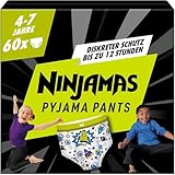 Ninjamas Pyjama Pants Raumschiff, 60 absorbierende Nachthöschen, 7 Jahre, 17kg-30kg, Auslaufschutz für die ganze Nacht