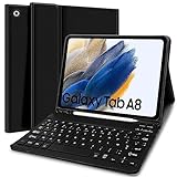 Lupxiu Schutzhülle mit Tastatur für Samsung Galaxy Tab A8 10,5 Zoll 2021, AZERTY, abnehmbare Bluetooth-Tastatur, für Samsung Tab A8 X200/X205/X207, Schwarz