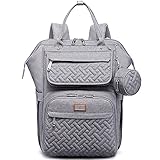 BabbleRoo Wickeltasche Rucksack Multifunktionale Große Wickelrucksack Babytasche mit Wickelauflage & Kinderwagengurten & Schnullertasche, Unisex Reise-Rucksack Windeltasche für Mama & Papa, grau