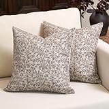 Amor Virisso Kissenbezüge mit Blumenmuster, Vintage-Blockdruck, dekorative Kissenbezüge, Couchkissen für Wohnzimmer, Bauernhaus, Akzente, Sofakissen, Rot/Sand, 50,8 x 50,8 cm, 2 Stück