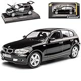 Cararama B-M-W 1er E87 5 Türer Schwarz 2004-2011 1/24 Modell Auto mit individiuellem Wunschkennzeichen
