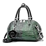 Rullar Damen Krokodilmuster Geldbörse Oberer Griff Handtasche PU Leder Umhängetasche Schlangenmuster Grün