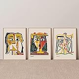 Abstraktes Vintage-Gemälde von Pablo Picasso, Ausstellungsleinwand, Poster, Kunstdrucke, Museum, moderne Galerie, Wandbild, Heimdekoration, 40 x 50 cm, 3 Stück, rahmenlos