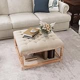 YITAHOME 80 X 80 X 45 cm Vintage-Stil Massivholz Beistelltisch, Couchtisch, Sofatisch,Schlafzimmermit Sitzfläche, Sitzbank mit Stauraum, einfacher Aufbau, für Wohnzimmer