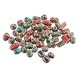 PH PandaHall 50pcs Tibetische Türkis Perlen Gemischte Abstandsperlen Runde Spalte Perlen Handgemachte Buddha Lose Perlen für Ohrring Halskette Armband Schmuckherstellung